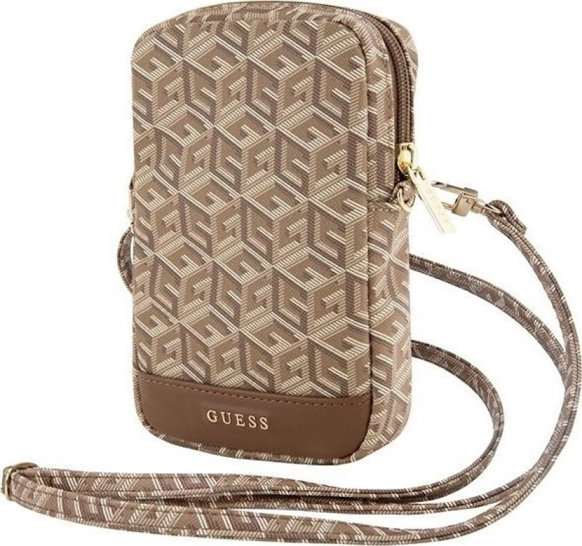 Veske Guess Pu G Cube Lommebok Telefonveske Glidelås Brun