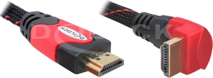 Delock High Speed Hdmi With Ethernet - Hdmi-Kabel Med Ethernet - Hdmi Hann Til Hdmi Hann - 5 M - Vinkelkontakt