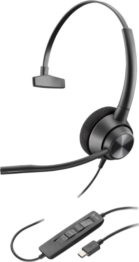 Poly Encorepro 310 - Encorepro 300 Series - Hodesett - On-Ear - Kablet - Usb-C - Svart - Works With Chromebook Certified