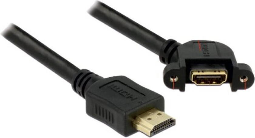 Delock - Hdmi-Kabel Med Ethernet - Hdmi Hann Til Hdmi Hunn - 1 M - Svart - 110°-Kontakt