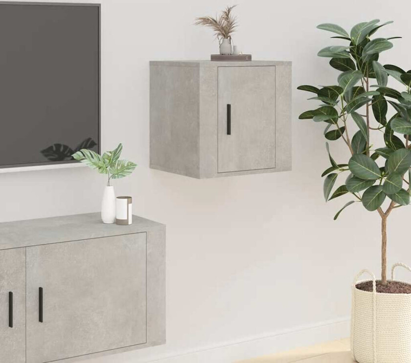 Vegghengte TV-benk betonggrå 40x34,5x40 cm