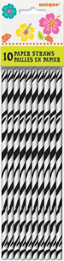 Papirsugerør -Sebramønster- pk/10