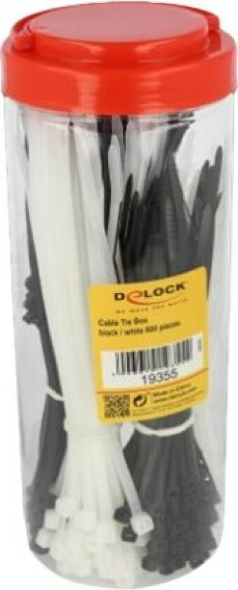 Delock Cable Tie Assortment Box 600 Pieces - Kabellissesett - Svart, Hvit