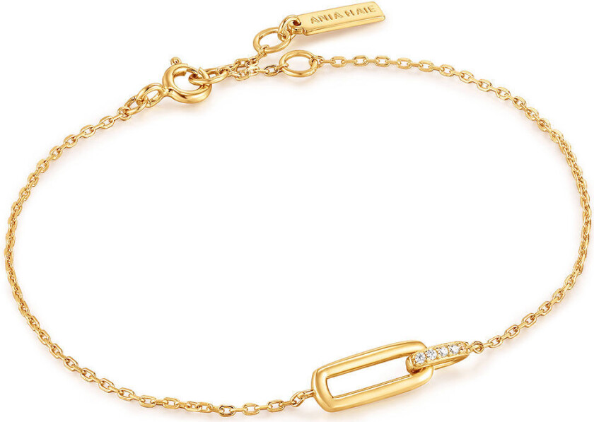 Armbånd i forgylt 925 sølv med lenkedetalj og zirkonia