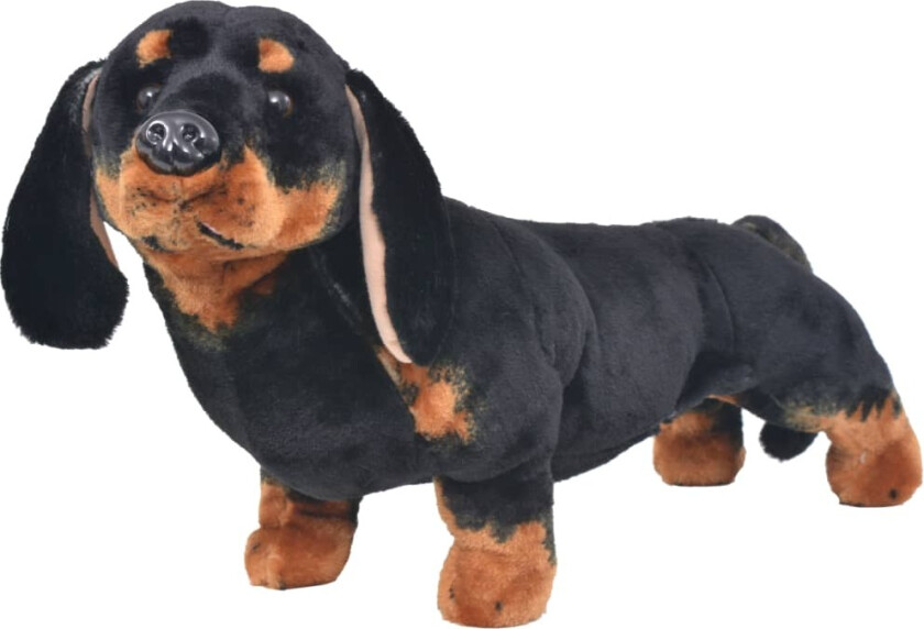 Stående lekehund dachshund plysj svart XXL