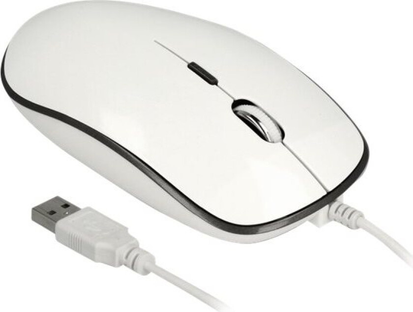 Delock - Mus - Høyre- Og Venstrehåndet - Optisk - 4 Knapper - Kablet - Usb - Antrasitt, Glanshvit - Løsvekt