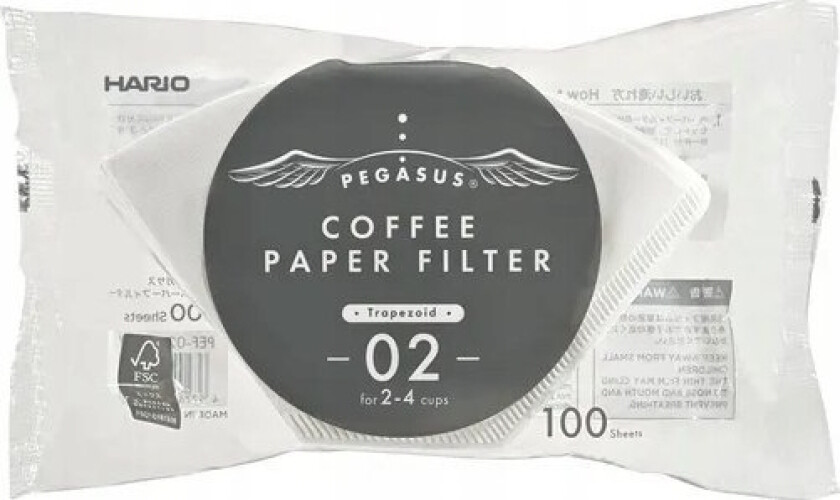 Hario Hario - Hvit Pegasus 02 Papirfiltre - 100 Stk