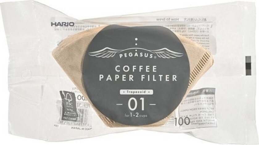 Hario Hario - Brun Pegasus Papirfiltre 01 - 100 Stk
