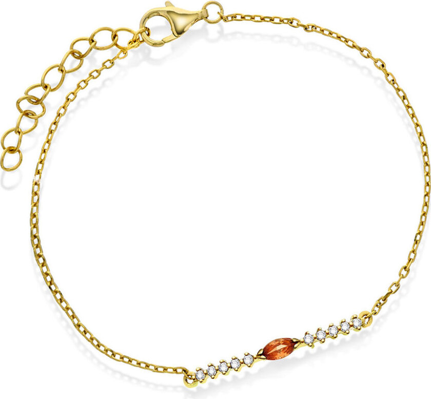 Armbånd i 925 forgylt sølv med champagnefarget zirkonia