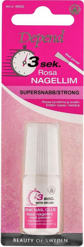 3 Sec. Pink Nail Glue With Brush