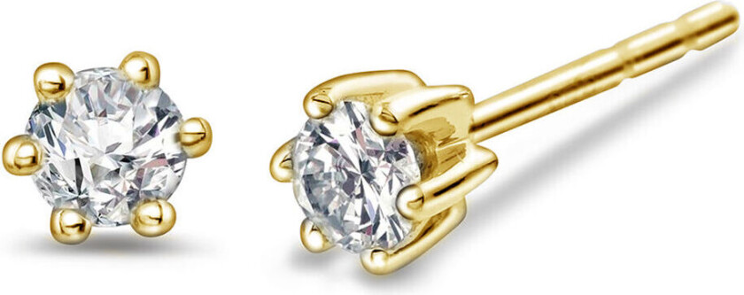 , Ingrid enstens øredobber i 585 gult gull med diamanter 0,20 ct WSI