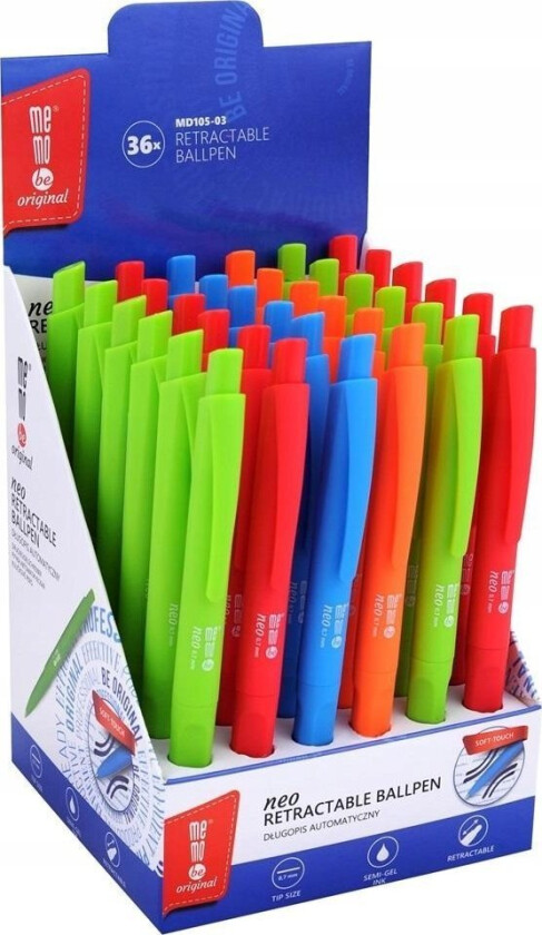 Memobe Neoblå Uttrekkbar Kulepenn (36 Stk) Memobe