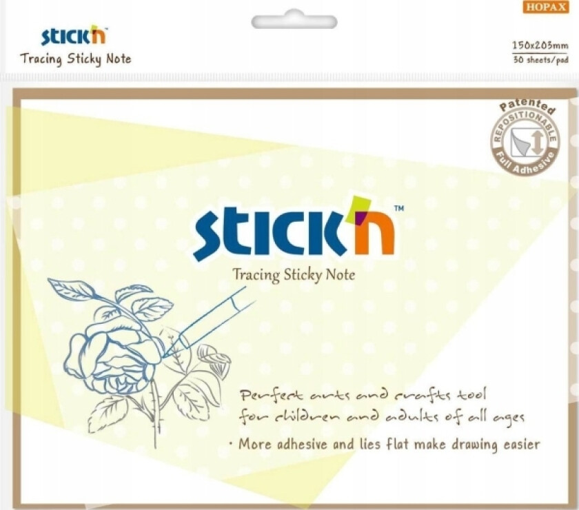 Stickn Selvklebende Notatbok 152X203mm Gjennomsiktig 30K