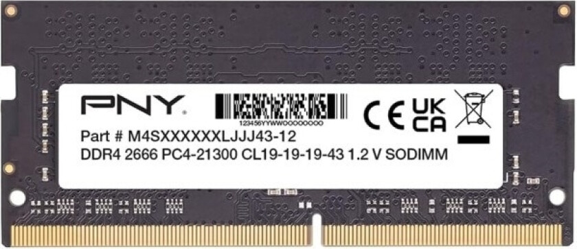Computerens Hukommelse Pny Mn8gsd42666-Si Ram-Modul 8Gb Ddr4 Sodimm 2666Mhz