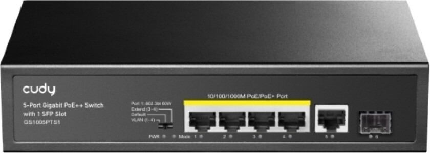 Bilde av Gs1005pts1, Gigabit Ethernet (10/100/1000), Gigabit Ethernet, Full Tosidig, Strøm Over Ethernet (Poe), Rack-Montering, Kan Monteres På Vegg