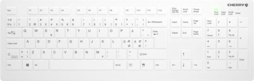 Cherry Ak-C8112, Full Størrelse (100%), Trådløs, Rf Trådløs, Saksebryter, Qwerty, Hvit