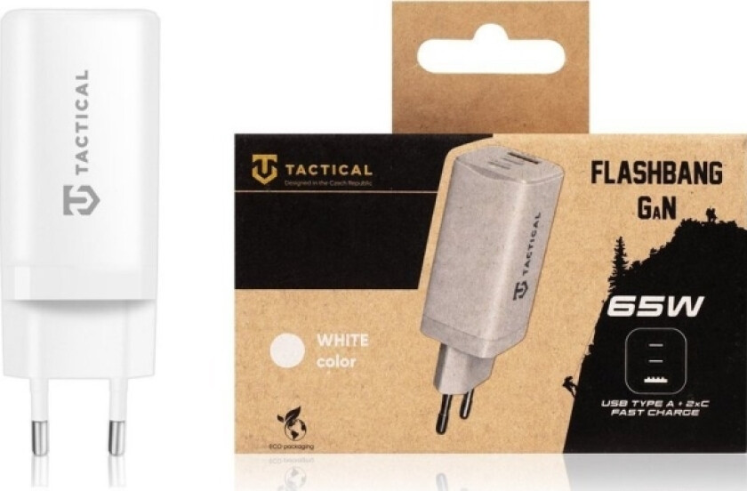 Taktisk Lader Tactical Flashbang Gan 65W Hvit Standard Vegglader