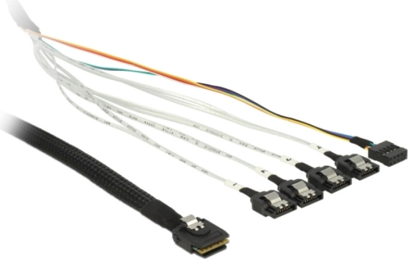 Delock - Sas Intern Kabel - Sas 6Gbit/S - Mini Sas (Sff-8087) (Hann) Til Sata, Sidebånd - 1 M