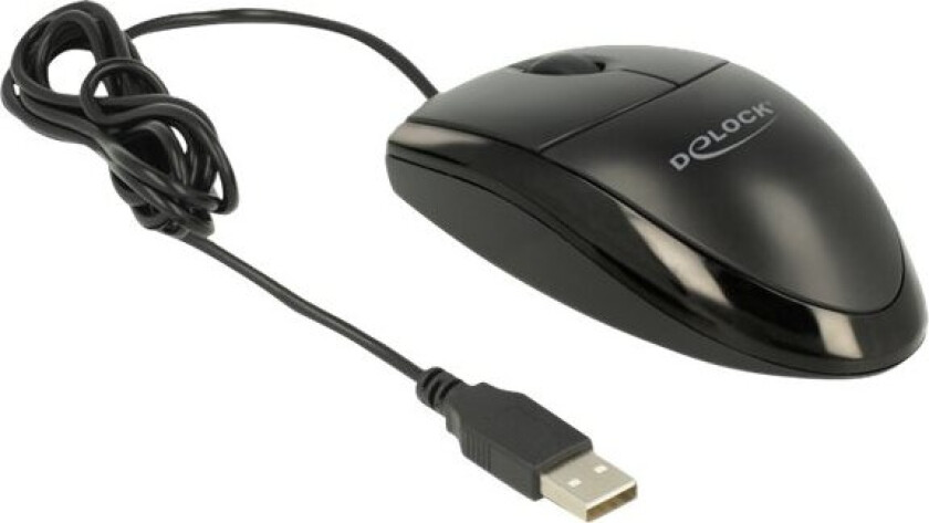 Delock - Mus - Høyre- Og Venstrehåndet - Optisk - 3 Knapper - Kablet - Usb - Svart - Løsvekt