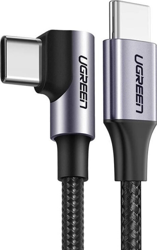 Us255 Usb-C Til Usb-C-Kabel, 3M, 60W, Vinklet (Svart)