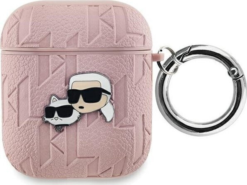 Kla2pgkcpp Airpods 1/2 Deksel Rød/Rosa Monogram Karl & Choupette Head