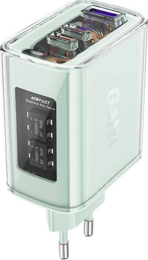 -Lader A45 Vegglader, 2X Usb-C, 1Xusb-A, 65W Pd (Grønn)