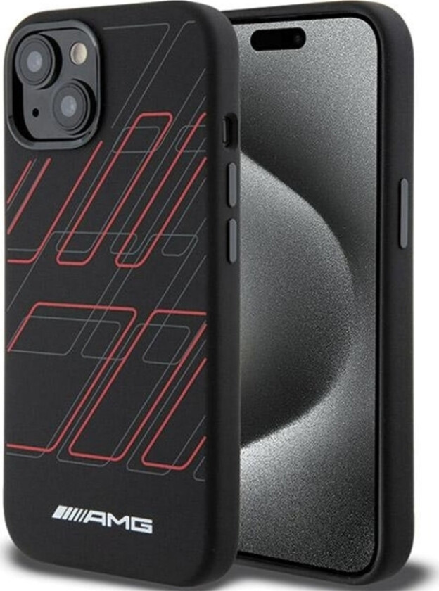 Amg Amhmp15m23sspk Iphone 15 Plus / 14 Plus 6.7" Czarny/Black Hardcase Silicone Large Rhombuses Pattern Magsafe