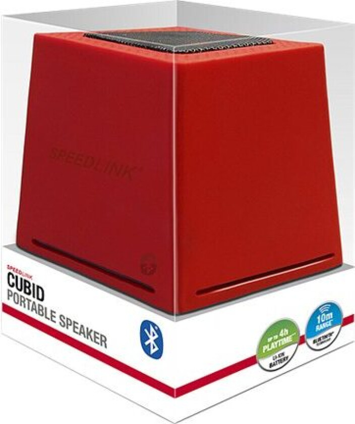 Speedlink Cubid Portable Speaker - Høyttaler - For Bærbar Bruk - Trådløs - Bluetooth - Rød