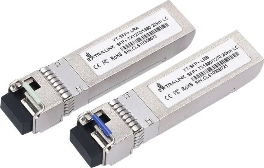 Extralink - Sfp+ Transceivermodul - Wdm - Lc-Enkeltmodus - Opp Til 20 Km - 1270 Nm / 1330 Nm (En Pakke 2)