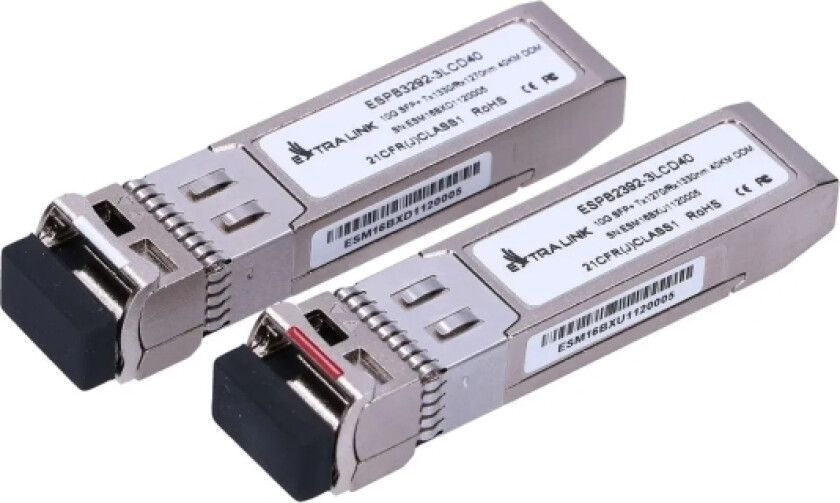 Extralink - Sfp+ Transceivermodul - Wdm - Lc-Enkeltmodus - Opp Til 40 Km - 1270 Nm / 1330 Nm (En Pakke 2)