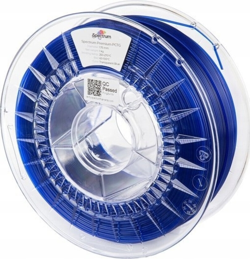 Spectrum Spectrum 3D Filament, Premium Pctg, 1.75Mm, 1000G, 80739, Transparent Blue