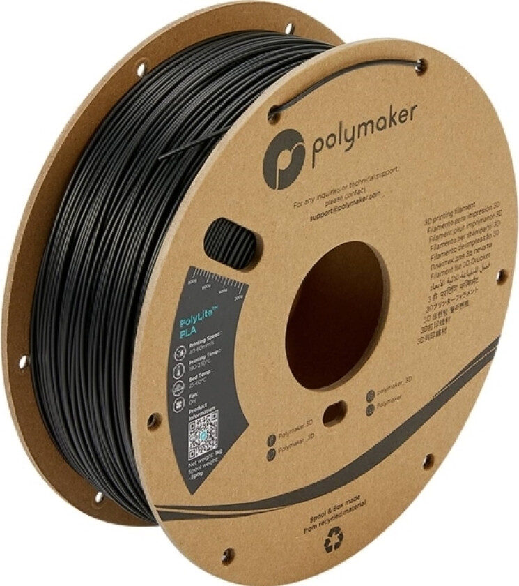 Polymaker Pa02016 Polylite Filament Pla-Plast 2,85 Mm 1000 G Sort 1 Stk