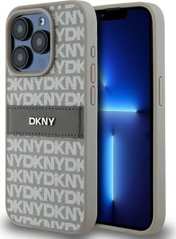 Dkny Dkny Dkhcp15xprthsle Iphone 15 Pro Max 6.7" Beowy/Beige Hardcase Leather Mono Stripe & Metal Logo