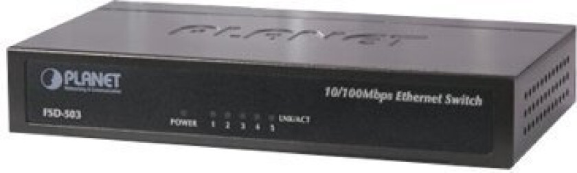 Planet Fsd-503 - Switch - 5 X 10/100 - Stasjonær