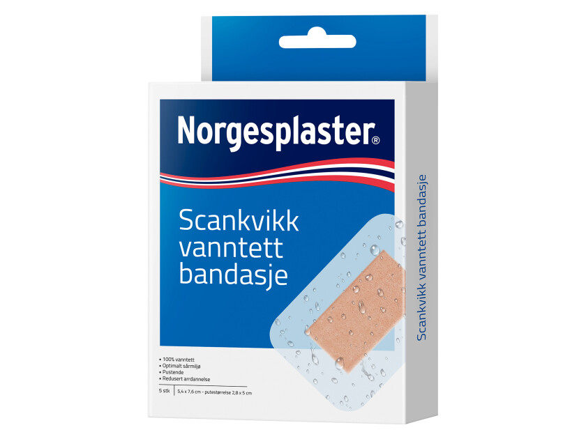 Scankvikk vanntett bandasje, 5,4x7,6 cm, 5 stk.