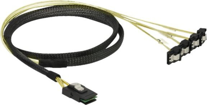 Delock - Sata/Sas-Kabel - Sas 6Gbit/S - Mini Sas (Sff-8087) (P) Til Sata (R) Vinklet - 1 M