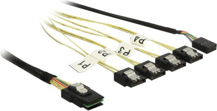 Delock - Sata/Sas-Kabel - Sas 6Gbit/S - Mini Sas (Sff-8087) Til Sata, Sidebånd - 1 M
