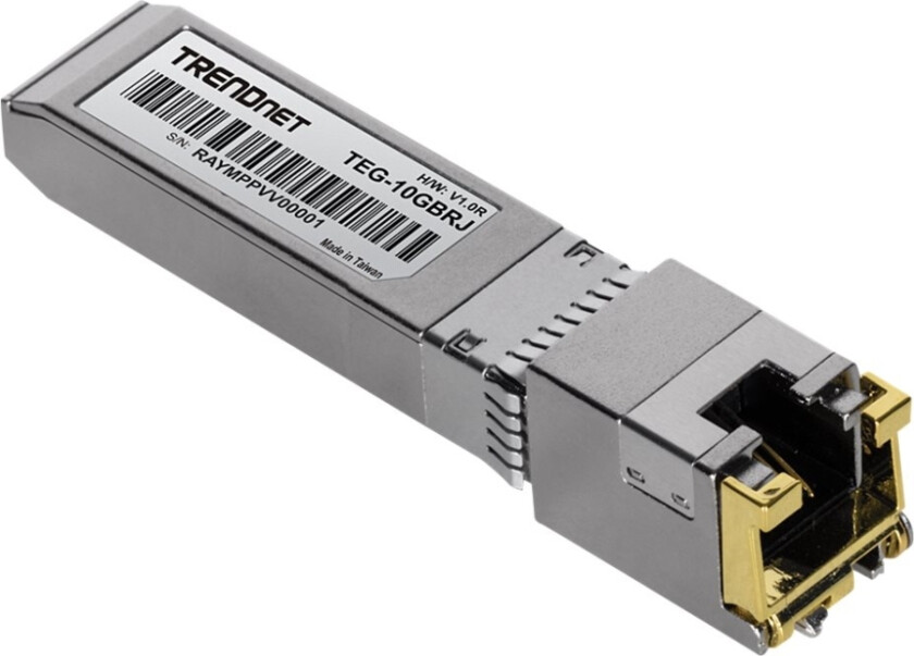 Trendnet Teg 10Gbrj - Sfp+ Transceivermodul - 10Gbe, 5Gbe, 2.5Gbe - 1000Base-T, 10Gbase-T, 2.5Gbase-T, 5Gbase-T - Rj-45 - Opp Til 100 M - Taa-Samsvar