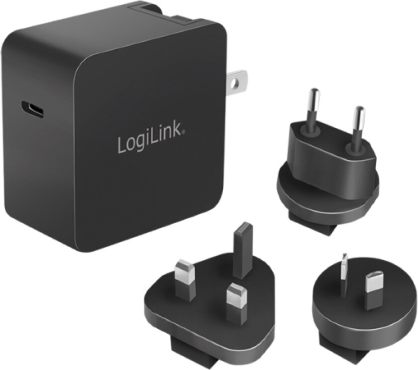 Logilink Usb-Reiseadapter, Usb-C, Gan-Teknologi, Svart Plugg For Mer Enn 100 Land, Utgang: 1X Usb-C-Kobling, - 1 Stk (Pa0302)