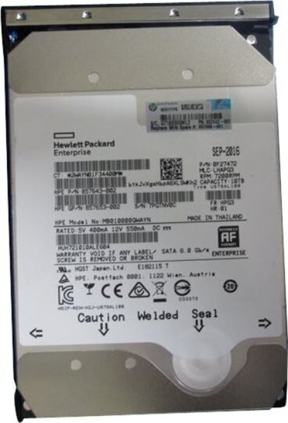 Hpe - Harddisk - 10 Tb - 3,5" Lff Lavprofil - Sata 6Gb/S - 7200 Rpm