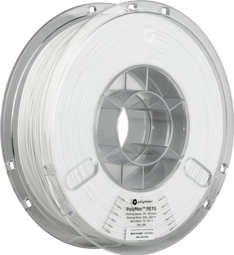 Polymaker Pb02002 Polymax Tough Filament Petg Høj Grad Af Stivhed, Varmebestandig, Slagfast 1.75 Mm 750 G Hvid 1 Stk