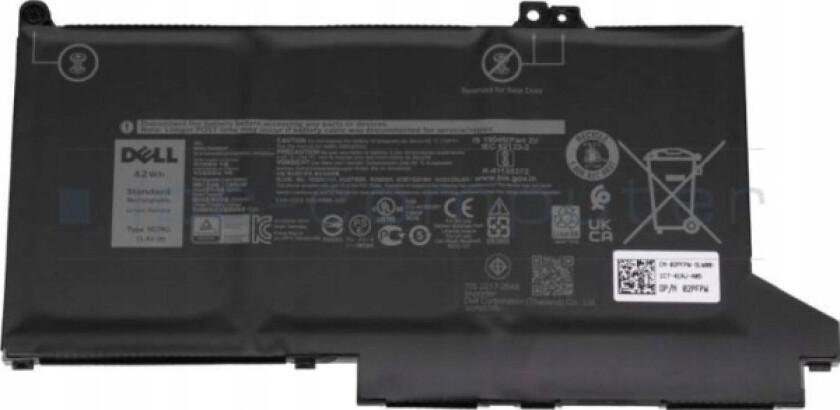 - Batteri Til Bærbar Pc - Litiumion - 3500 Mah - 42 Wh - For Precision 7530, 7540, 7730, 7740