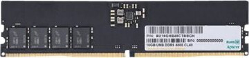 Apacer - Ddr5 - Modul - 16 Gb - Dimm 288-Pin - 4800 Mhz / Pc5-38400 - Cl40 - 1,1 V - On-Die Ecc