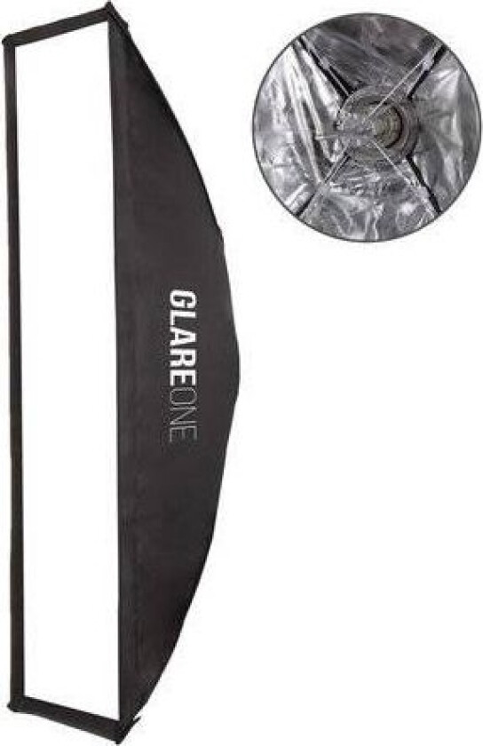 Glareone Rektangulær Softbox Glareone Hurtigmontering Easy Fold 30X120 Cm