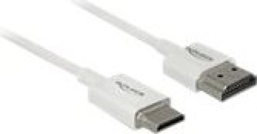 Delock Slim High Quality - Hdmi-Kabel Med Ethernet - Hdmi Hann Til 19 Pin Mini Hdmi Type C Hann - 2 M - Trippel Beskyttelse - Hvit - 4K-Støtte