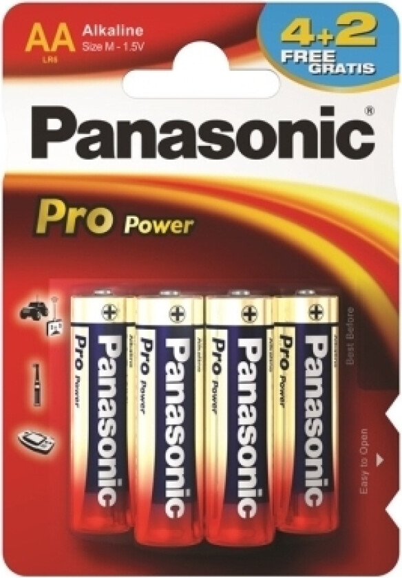Pro Power Aa 4+2, Engangsbatteri, Aa, Alkalinsk, 1,5 V, 6 Stykker, Sort, Gull, Rød