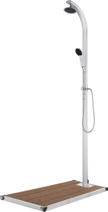 Hagedusj med brunt dusjbrett 220 cm aluminium