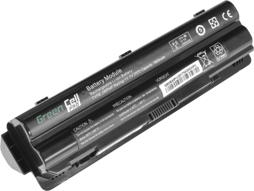 Green Cell Pro - Batteri Til Bærbar Pc (Tilsvarer: Dell Jwphf, Dell R795x) - Litiumion - 9-Cellers - 7800 Mah - Svart - For Dell Xps 14, 14 (L401x),