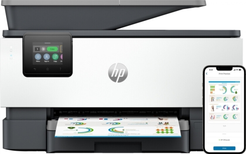 Hp Officejet Pro 9120B Alt-I-Ett-Skriver, Farge, Skriver For Hjem Og Hjemmekontor, Skriv Ut, Kopier, Skann, Faks, Trådløst Tosidig Utskrift Tosidig