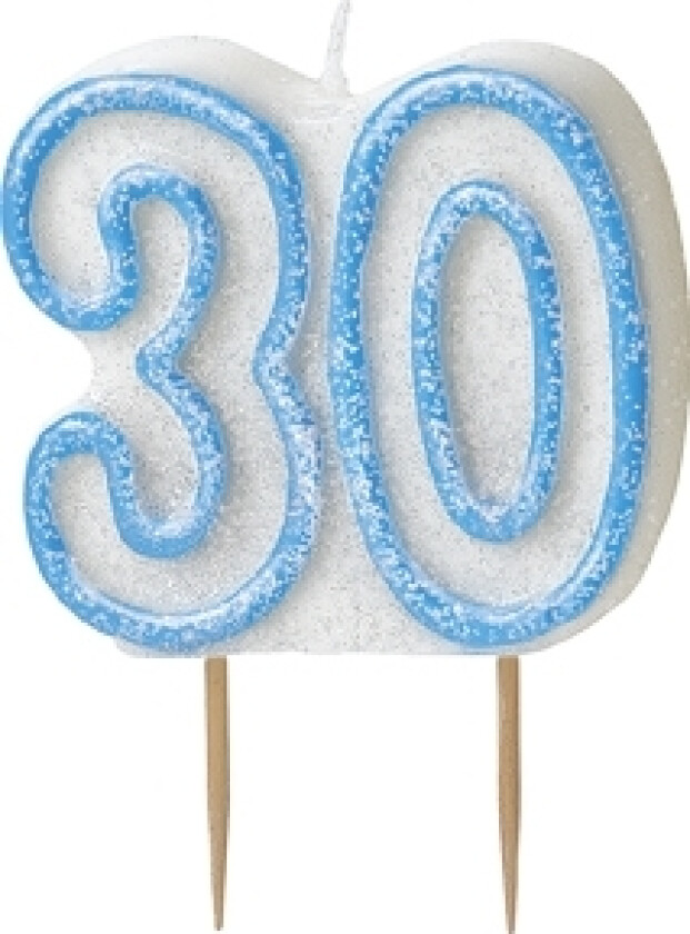 30-lys til kake, lyseblått